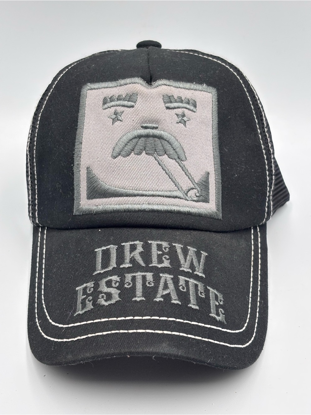 Black Embroidered Trucker Hat